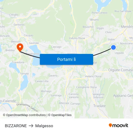 BIZZARONE to Malgesso map