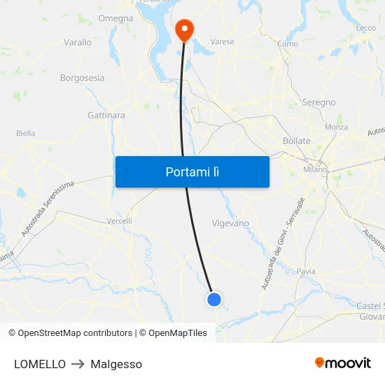 LOMELLO to Malgesso map