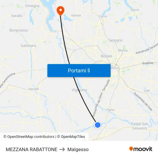 MEZZANA RABATTONE to Malgesso map