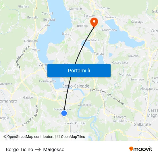 Borgo Ticino to Malgesso map