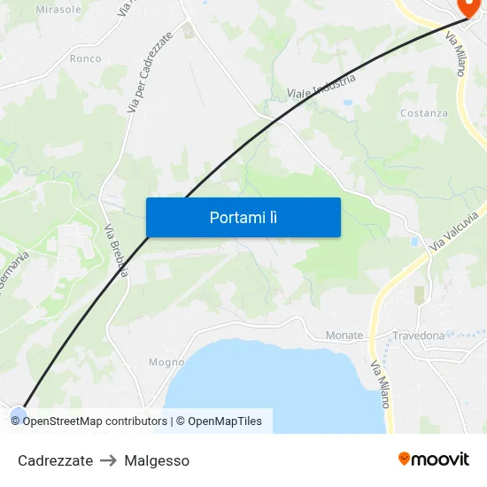 Cadrezzate to Malgesso map
