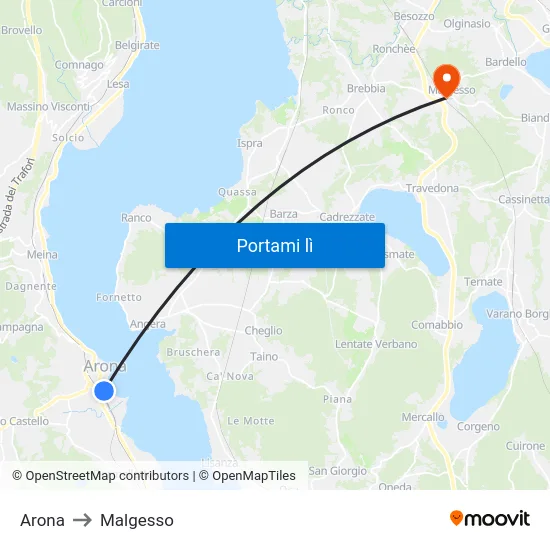 Arona to Malgesso map