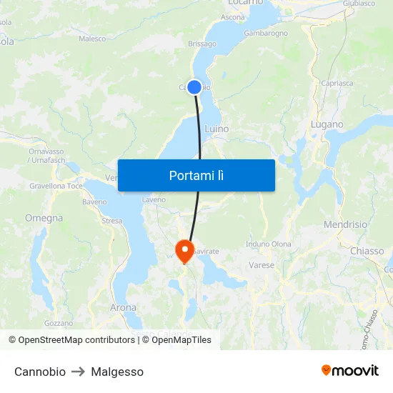 Cannobio to Malgesso map