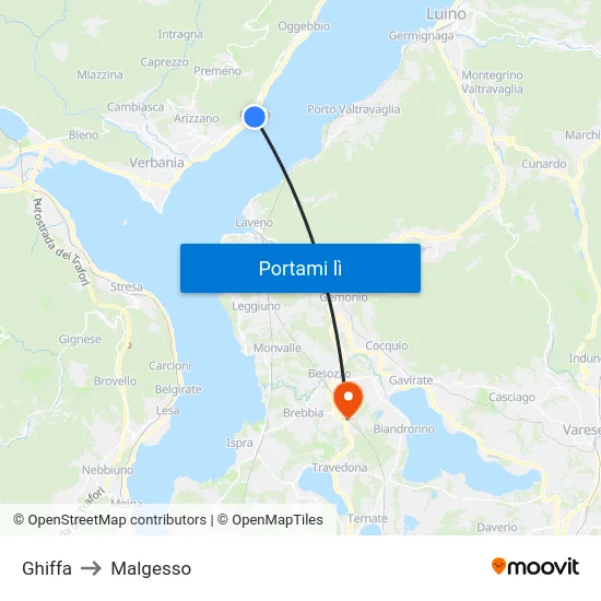 Ghiffa to Malgesso map