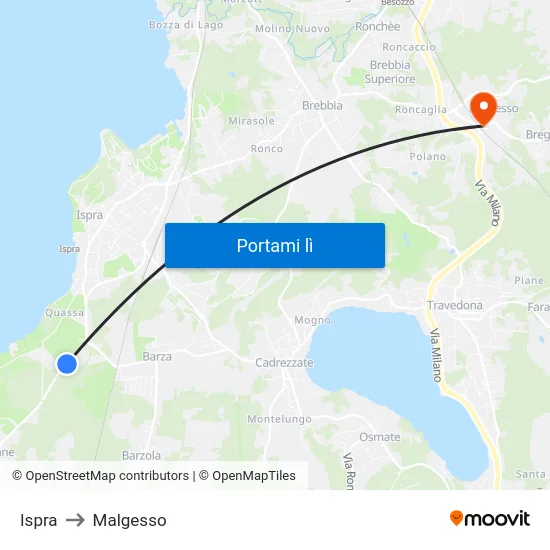 Ispra to Malgesso map