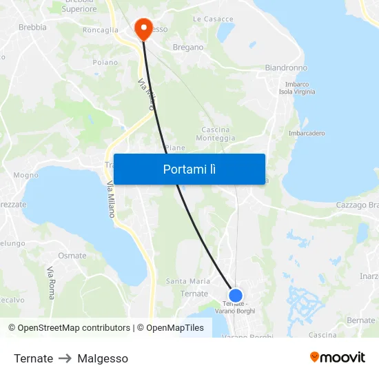 Ternate to Malgesso map