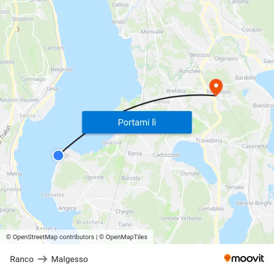 Ranco to Malgesso map