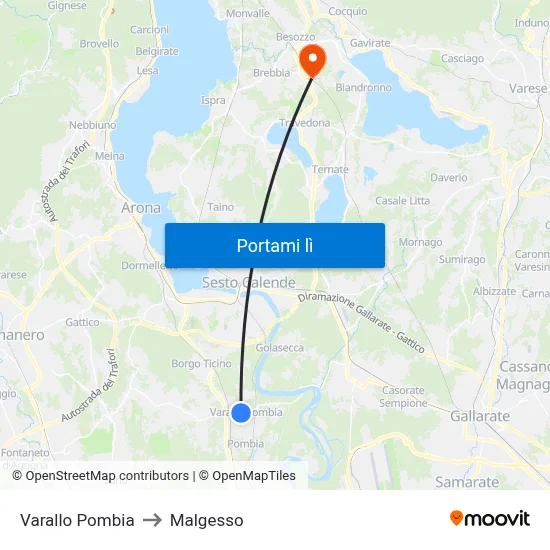 Varallo Pombia to Malgesso map
