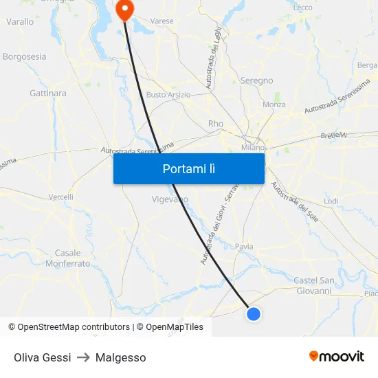 Oliva Gessi to Malgesso map