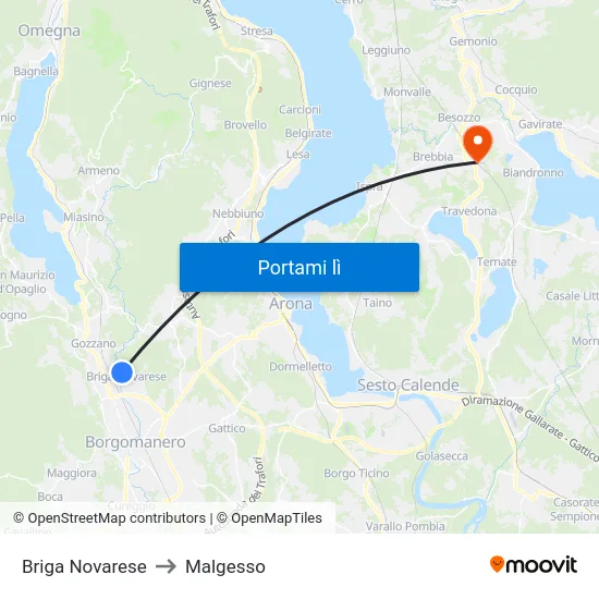 Briga Novarese to Malgesso map