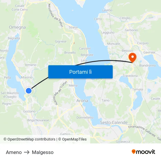 Ameno to Malgesso map