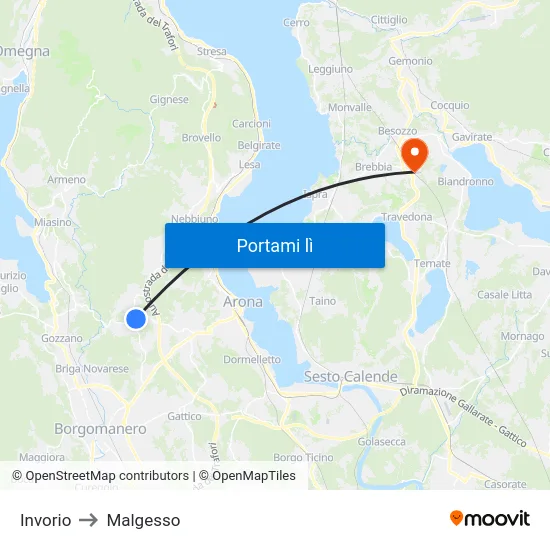 Invorio to Malgesso map
