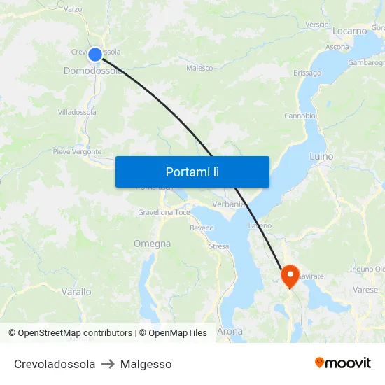 Crevoladossola to Malgesso map