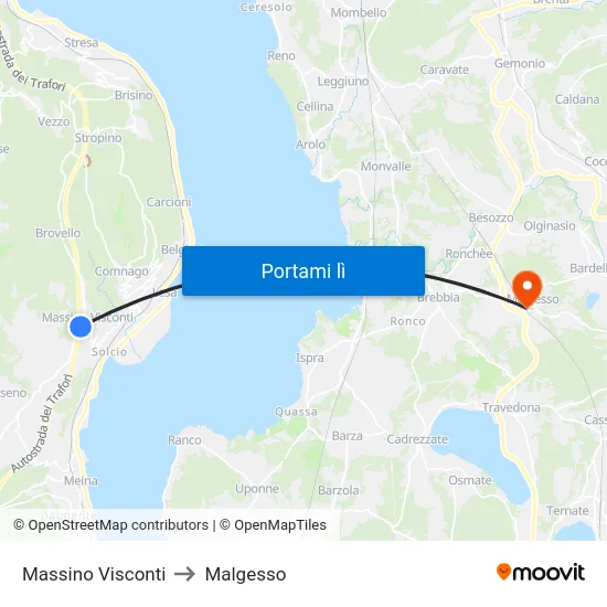 Massino Visconti to Malgesso map
