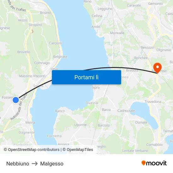 Nebbiuno to Malgesso map