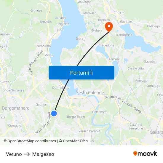 Veruno to Malgesso map