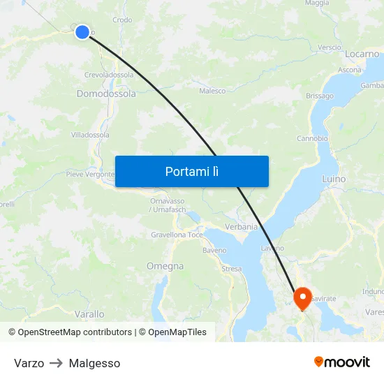 Varzo to Malgesso map