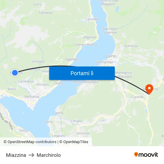 Miazzina to Marchirolo map