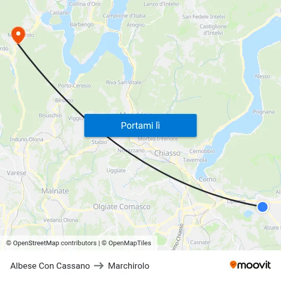 Albese Con Cassano to Marchirolo map