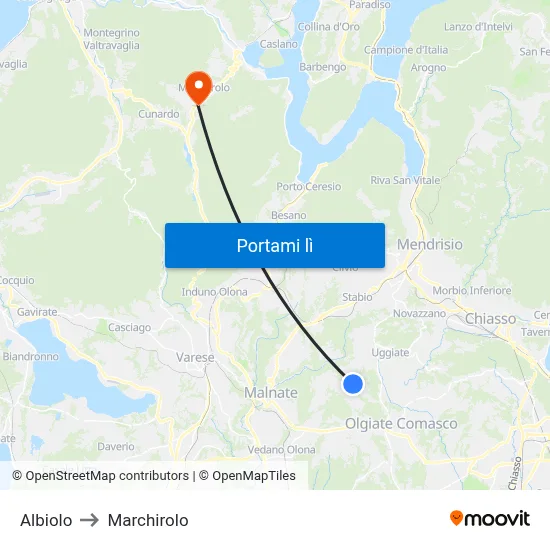 Albiolo to Marchirolo map