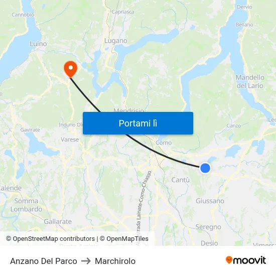 Anzano Del Parco to Marchirolo map