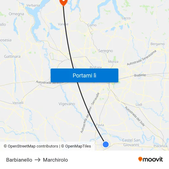 Barbianello to Marchirolo map