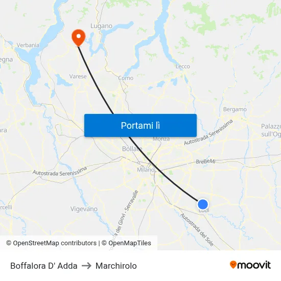 Boffalora D' Adda to Marchirolo map