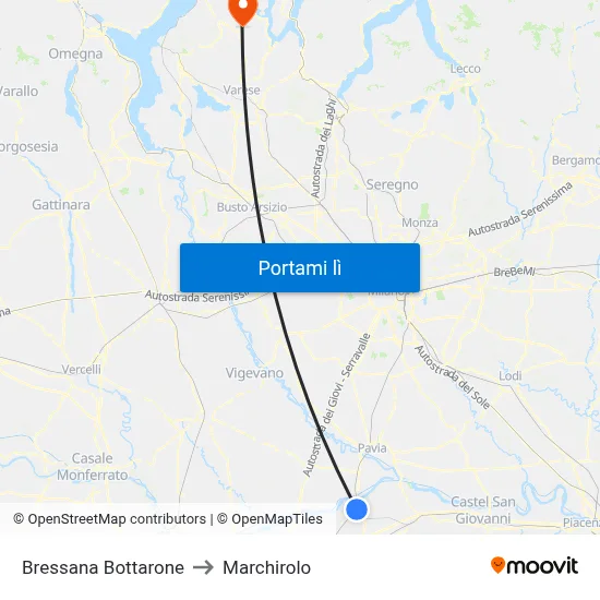 Bressana Bottarone to Marchirolo map