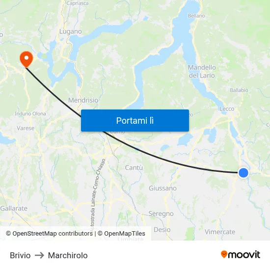 Brivio to Marchirolo map