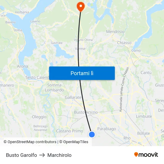 Busto Garolfo to Marchirolo map