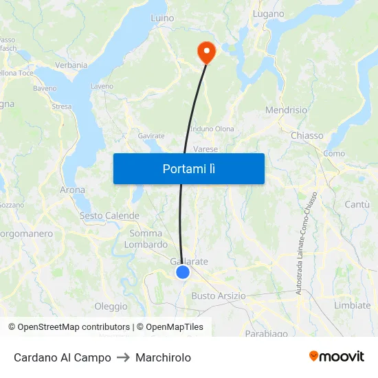 Cardano Al Campo to Marchirolo map