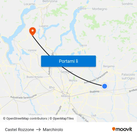 Castel Rozzone to Marchirolo map