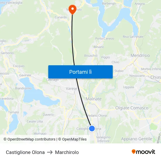 Castiglione Olona to Marchirolo map
