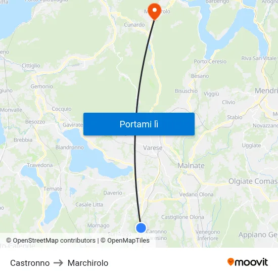 Castronno to Marchirolo map