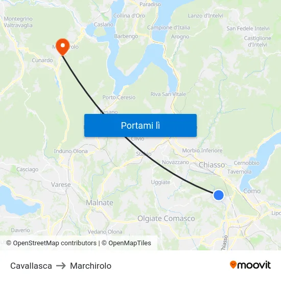 Cavallasca to Marchirolo map