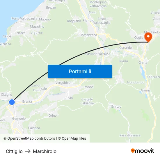 Cittiglio to Marchirolo map