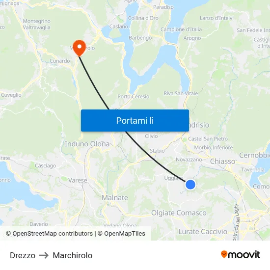 Drezzo to Marchirolo map