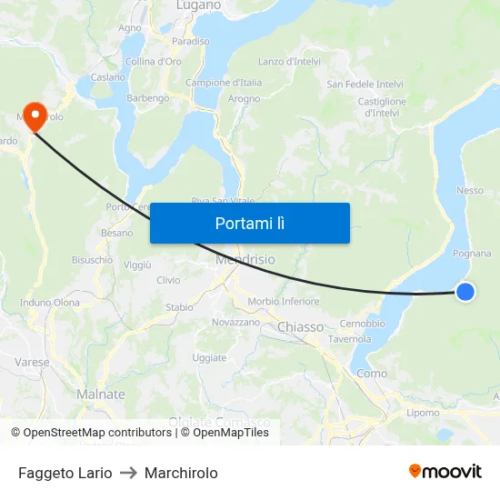 Faggeto Lario to Marchirolo map
