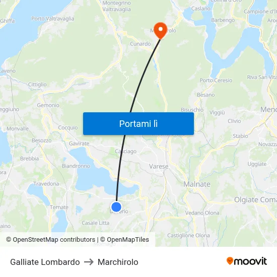 Galliate Lombardo to Marchirolo map