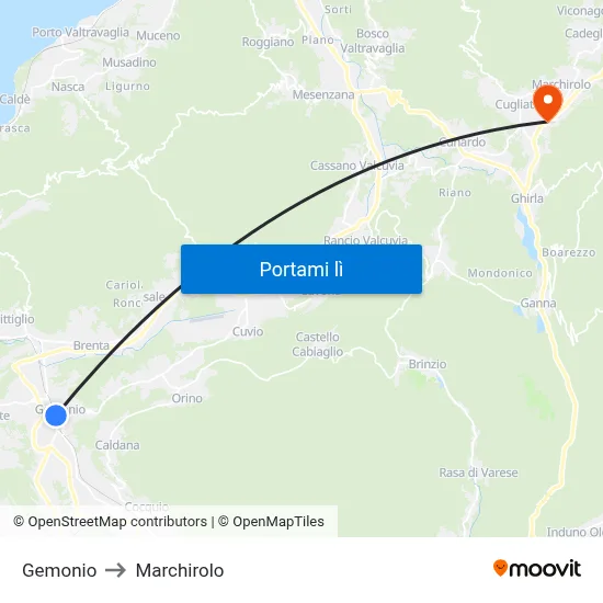 Gemonio to Marchirolo map
