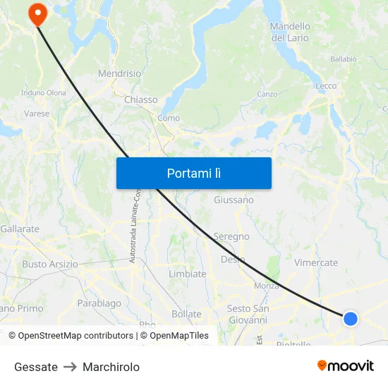 Gessate to Marchirolo map