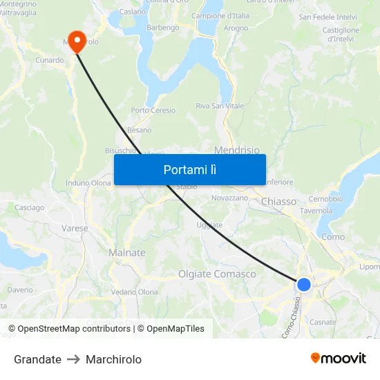 Grandate to Marchirolo map