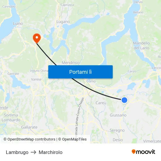 Lambrugo to Marchirolo map