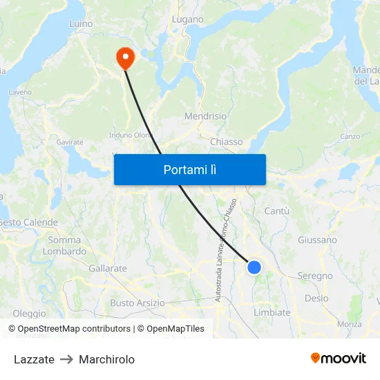 Lazzate to Marchirolo map