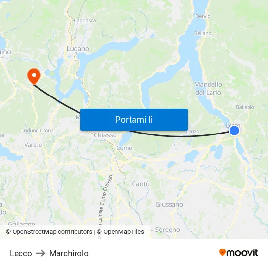 Lecco to Marchirolo map