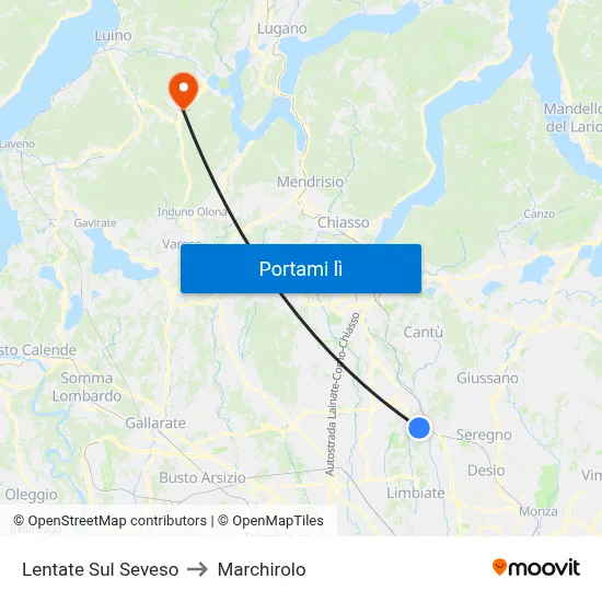Lentate Sul Seveso to Marchirolo map