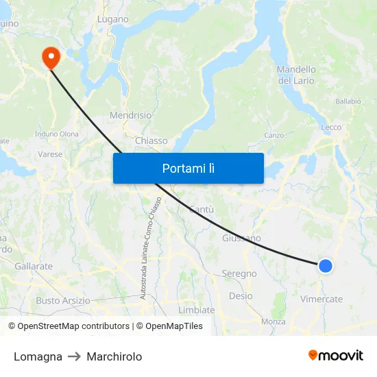Lomagna to Marchirolo map