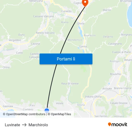 Luvinate to Marchirolo map
