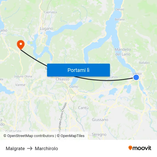 Malgrate to Marchirolo map