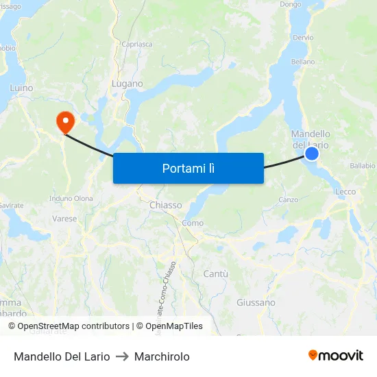 Mandello Del Lario to Marchirolo map